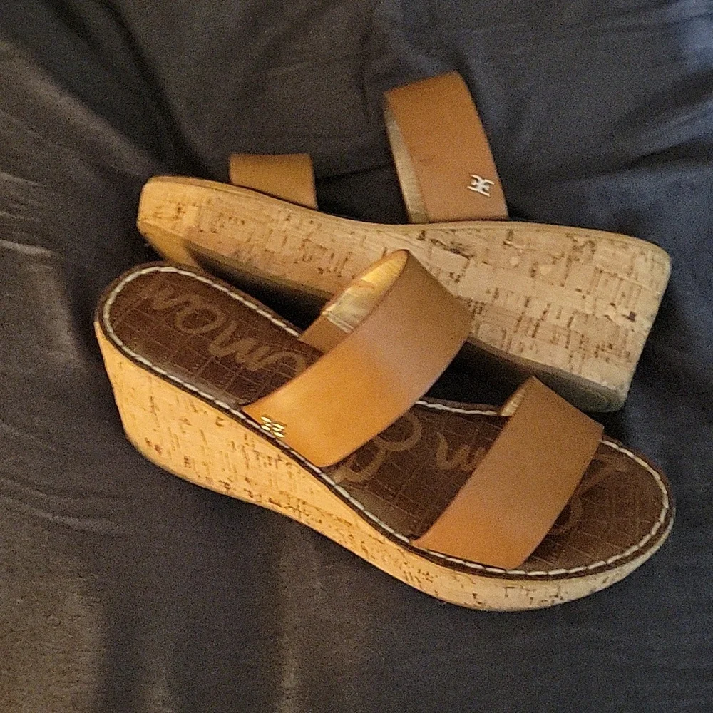 Sam Edelman Tan Cork Wedge Sandals